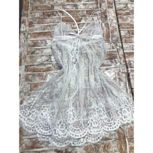 Victoria's Secret Snow White Lace Sexy Lace Babydoll Nightie VS Sz M Strappy